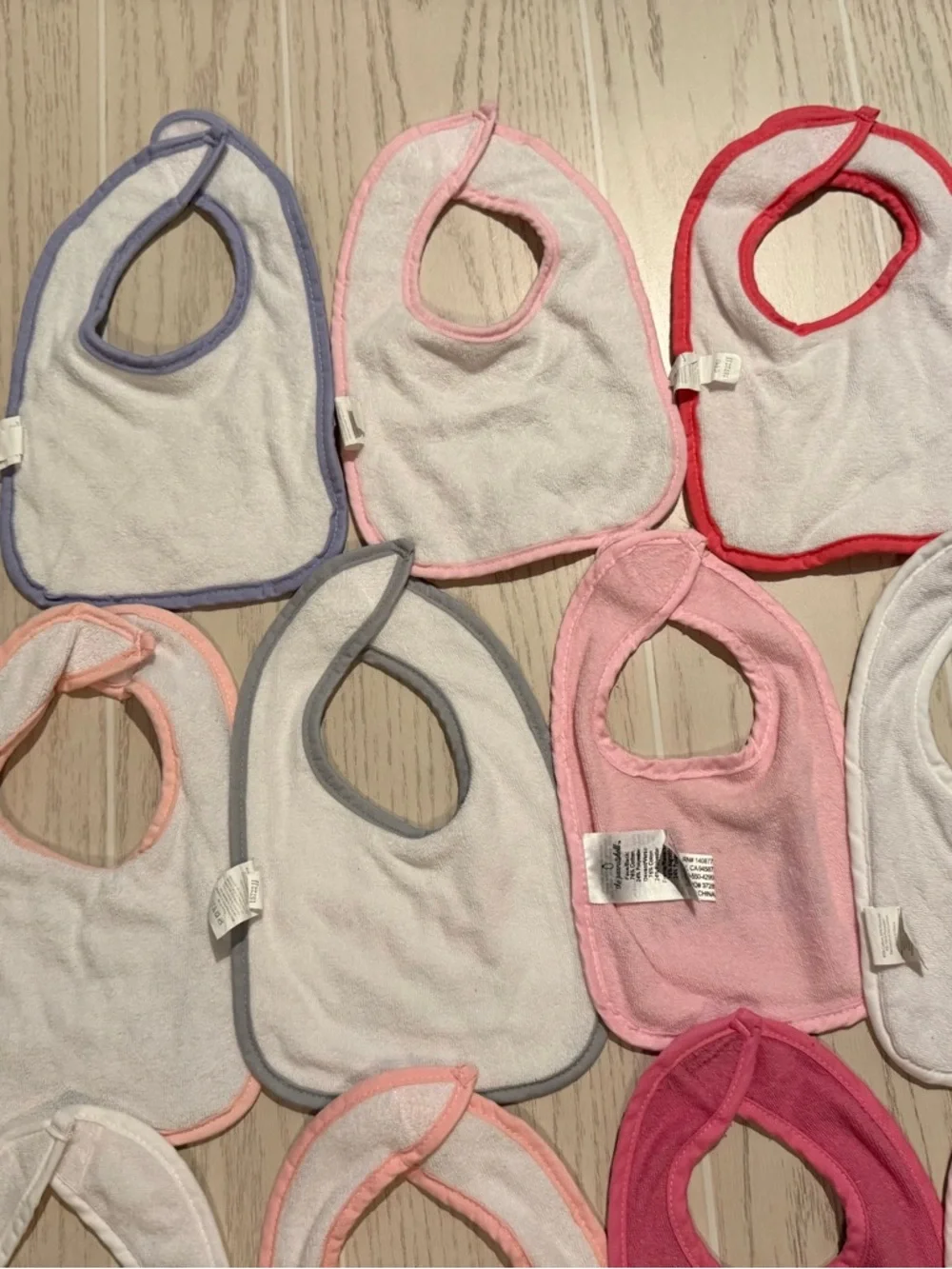 Baby Girl Bib Bundle 14 Pc Pink‎ Cute Sayings Cotton Terry Mixed Brands EUC